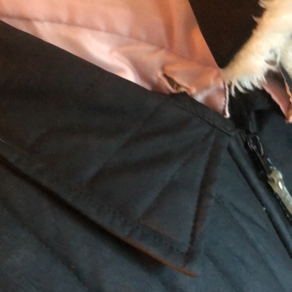 Mudd black jacket /white faux fur detachable collar XL/pink lining /mid 2000's - Picture 11 of 16